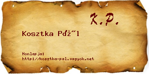 Kosztka Pál névjegykártya